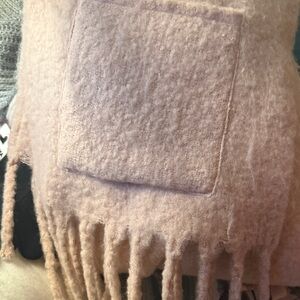 Soft Pink Fringed Scarf